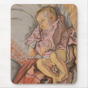 Young Child Sleeping on a Pillow Mouse Pad