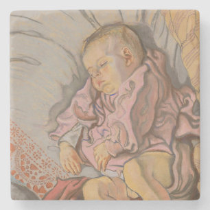 Young Child Sleeping on a Pillow Stone Coaster