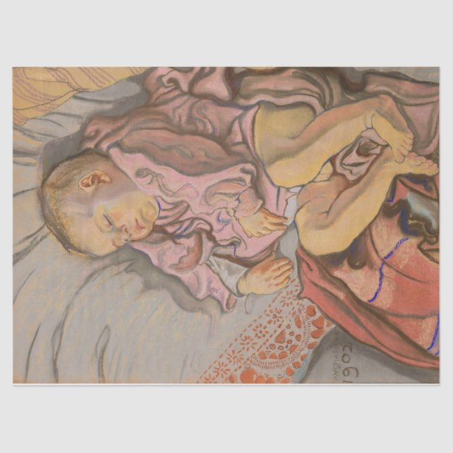 Young Child Sleeping on a Pillow Tissue Paper (Front)