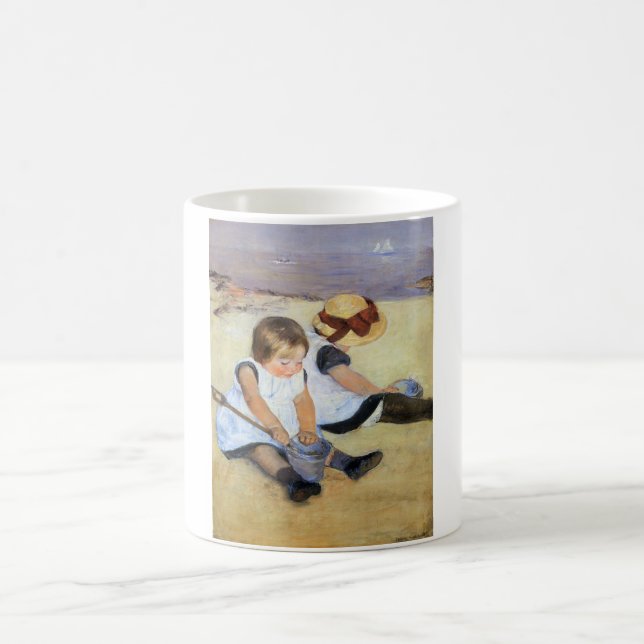 Young Children Playing on the Beach (Mary Cassatt) Coffee Mug (Center)