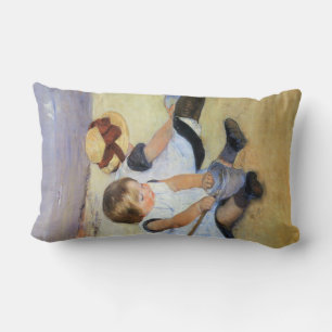Young Children Playing on the Beach (Mary Cassatt) Lumbar Cushion