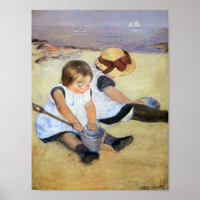 Young Children Playing on the Beach (Mary Cassatt) Poster (Front)
