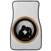 Young couple black silhouette kissing one another car mat (Front)