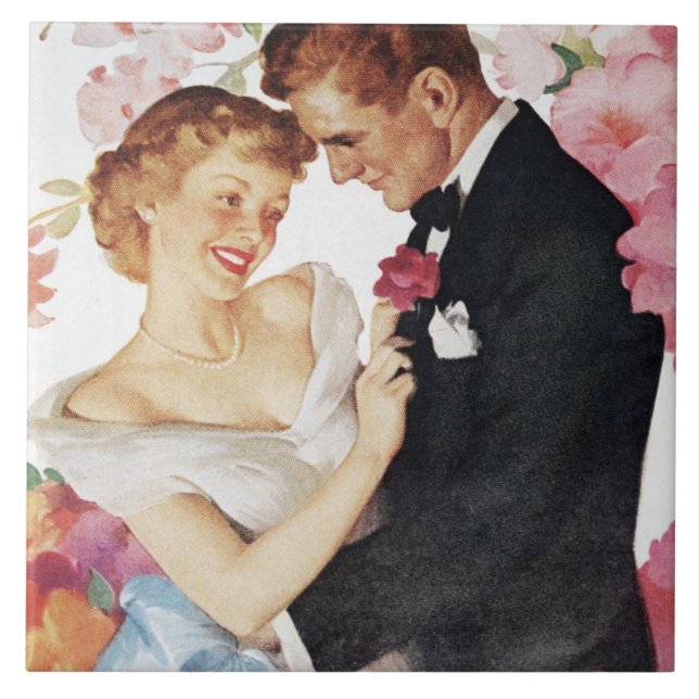 Young couple in formal wear ceramic tile (Front)