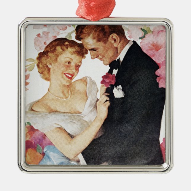 Young couple in formal wear metal ornament (Front)