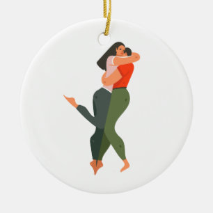 Young Couple In Love Ceramic Ornament