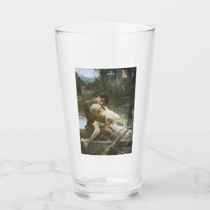 Young Couple in Love (Kissing in a Boat) Glass