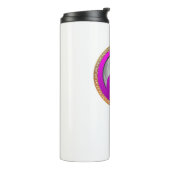 Young couple pink silhouette kissing one another thermal tumbler (Rotated Left)
