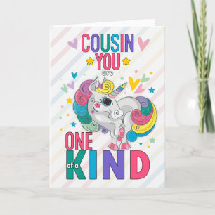 Young Cousin Rainbow Unicorn Valentine's Day Holiday Card