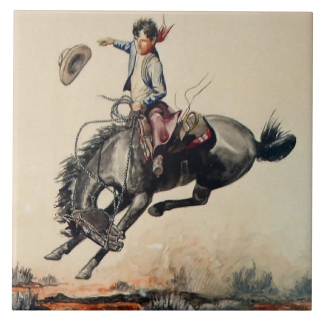 “Young Cowboy” by Will James Ceramic Tile (Front)