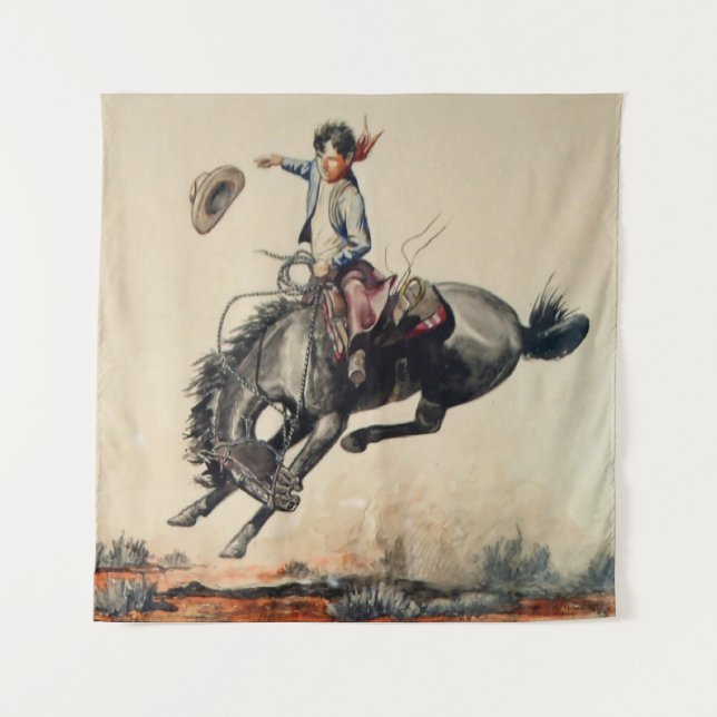 “Young Cowboy” by Will James Tapestry (Front)