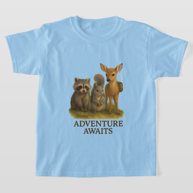 Young Critters Club Tee #1 – “Adventure Awaits” (Laydown)
