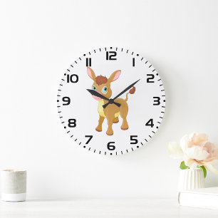 Young Donkey  Large Clock