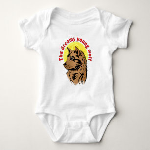 Young dreaming wolf baby bodysuit