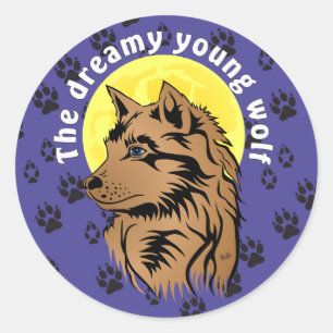 young dreaming wolf sticker