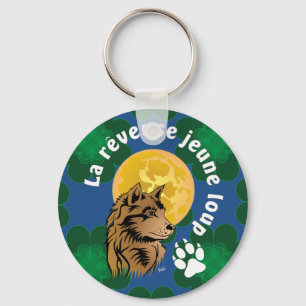 young dreamy wolf key ring