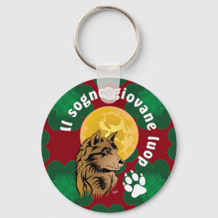 young dreamy wolf key ring