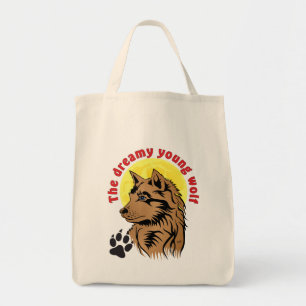 young dreamy wolf tote bag