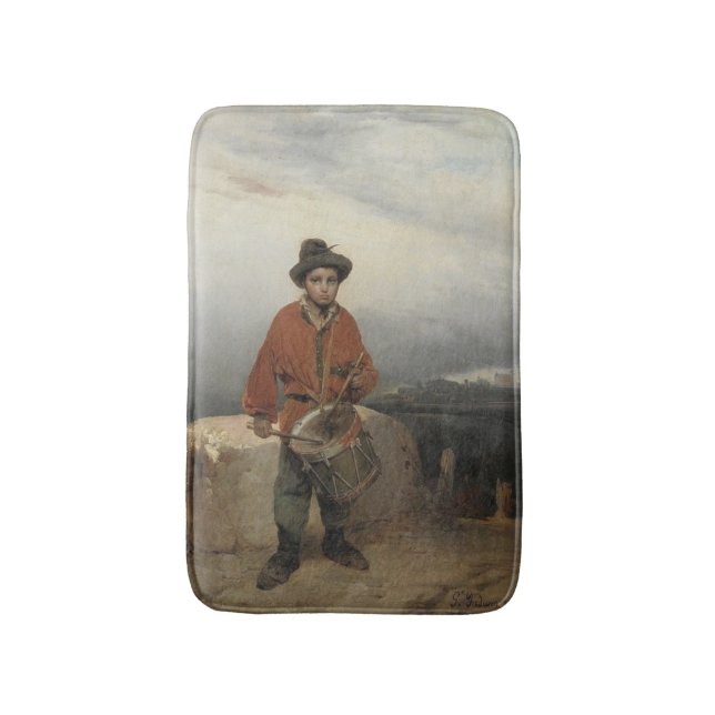 Young Drummer Boy (by Gerolamo Induno) Bath Mat (Front Vertical)