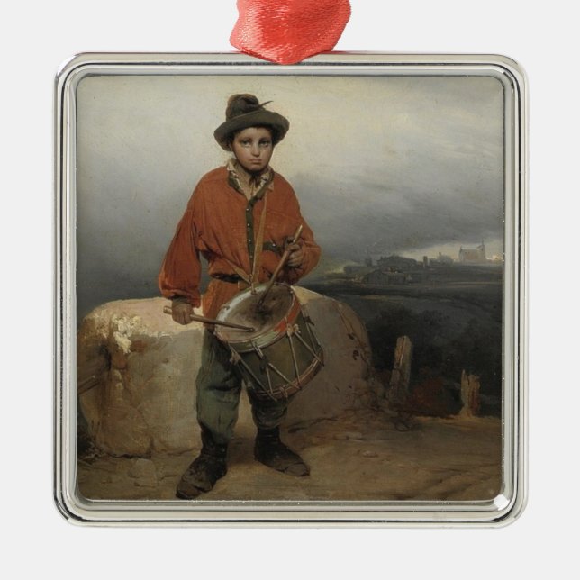 Young Drummer Boy (by Gerolamo Induno) Metal Ornament (Front)