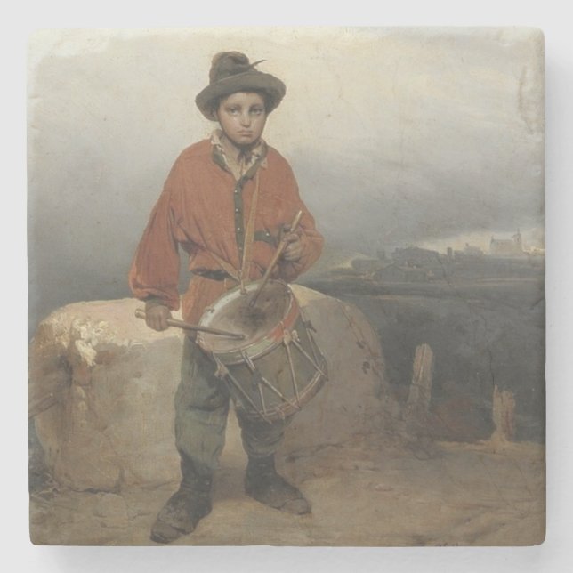 Young Drummer Boy (by Gerolamo Induno) Stone Coaster (Front)