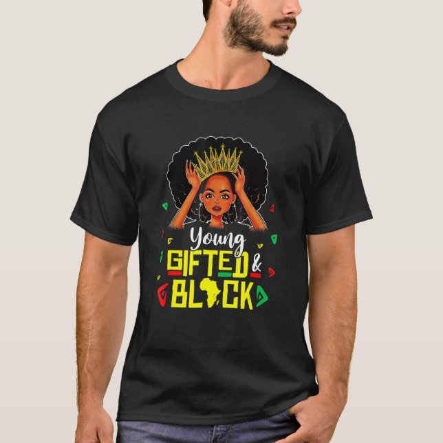 Young ed And Black Girl Melanin Queen Girls Kids T-Shirt (Front)