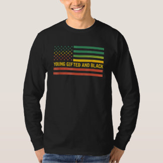 Young Ed And Black History Us Flag African America T-Shirt