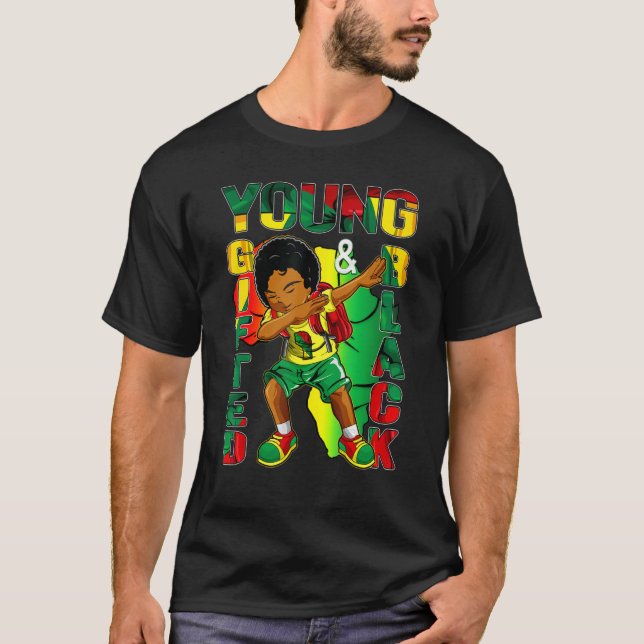 Young ed & Black History Month Kids Cute Dabbing B T-Shirt (Front)