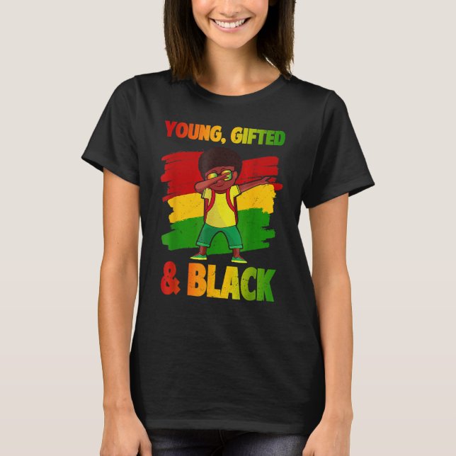 Young Ed & Black History Month Kids Cute Dabbing B T-Shirt (Front)