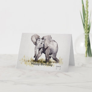 Young Elephant Happy Birthday Card