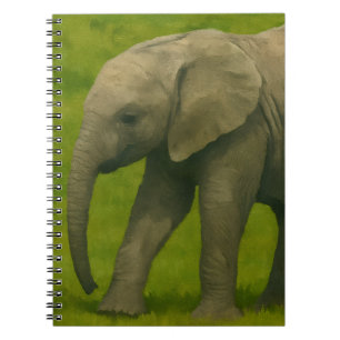 Young Elephant with Guardian in Grassy Reserve Notebook