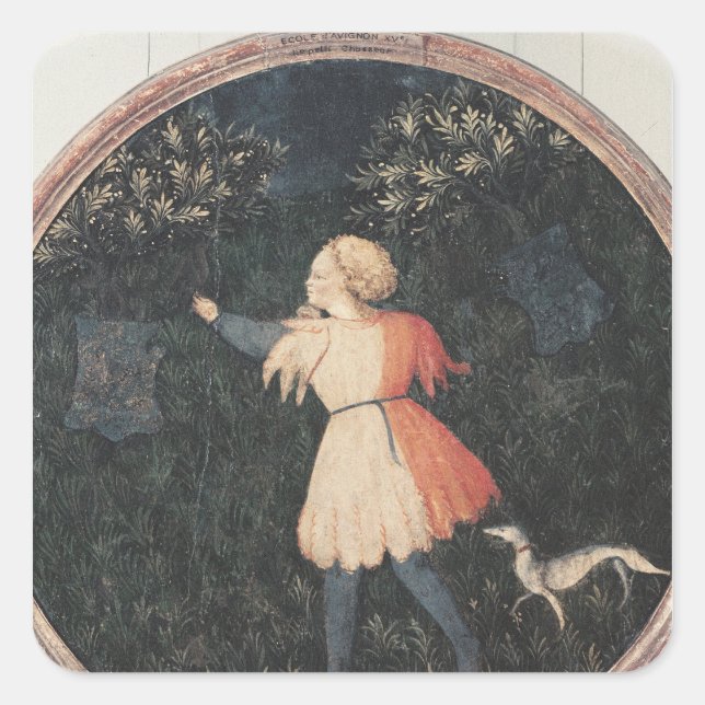 Young falconer, Florentine School Square Sticker (Front)