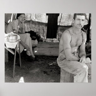 Young Farm Couple, 1939. Vintage Photo Poster