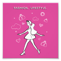 Young Fashion Girl - Sketch in Black, White & Pink