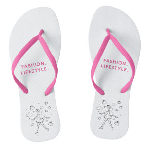 Young Fashion Girl - Sketch in Black, White & Pink Thongs