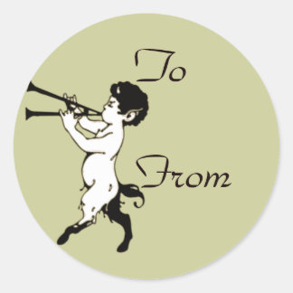 Young Faun With Double Flute Classic Round Sticker