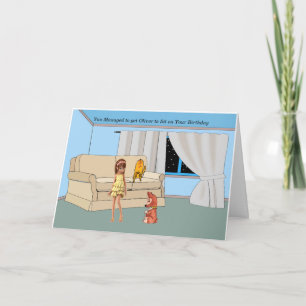 Young Female Dog Trainer Having a Birthday Card