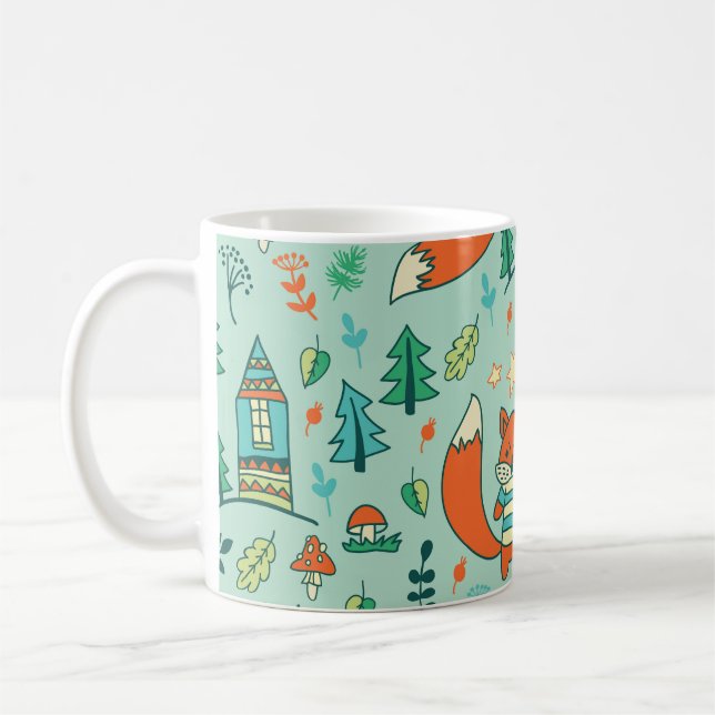 Young Foxes: Children's Seamless Pattern. Coffee Mug (Left)