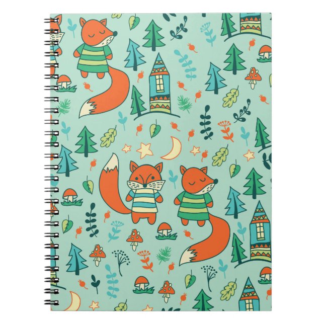 Young Foxes: Children's Seamless Pattern. Notebook (Front)