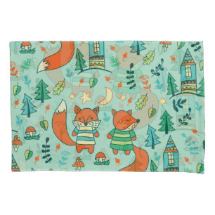 Young Foxes: Children's Seamless Pattern. Pillowcase