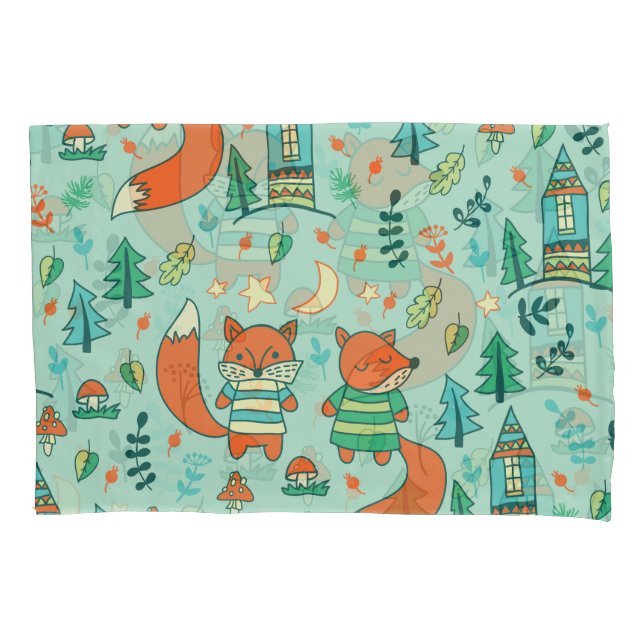 Young Foxes: Children's Seamless Pattern. Pillowcase (Front)