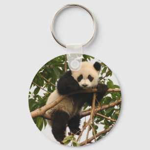 Young giant panda key ring