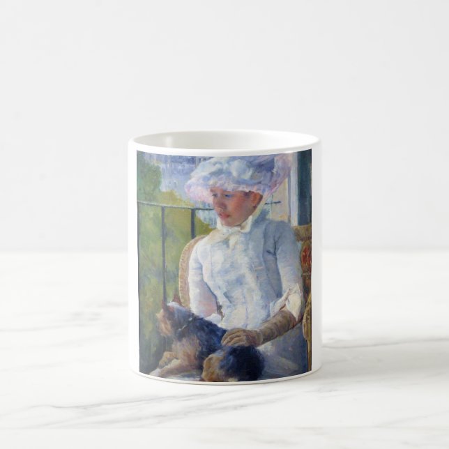Young Girl and Her Dog, Mary Cassatt Coffee Mug (Center)