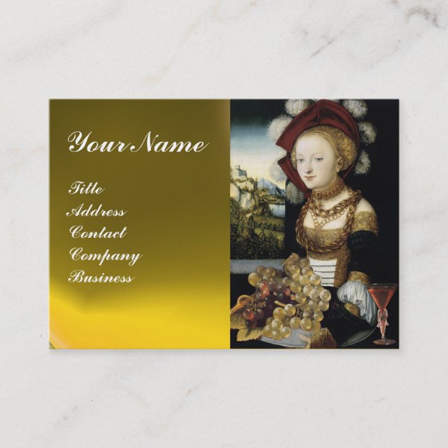 YOUNG GIRL ,ANTIQUE VINEYARD GRAPES WINE TASTING BUSINESS CARD (Front)