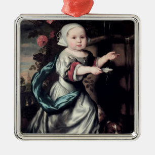Young girl at a fountain, 1662 metal ornament
