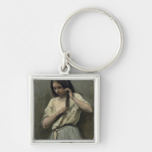 Young Girl at her Toilet Key Ring