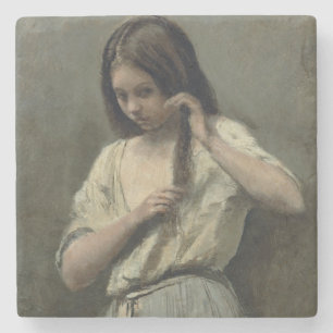 Young Girl at her Toilet Stone Coaster