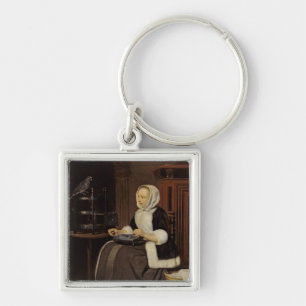 Young Girl at Work Key Ring