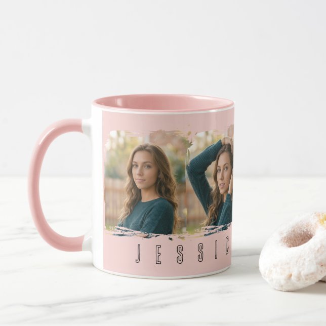 Young Girl Collaged Typography Mug (With Donut)