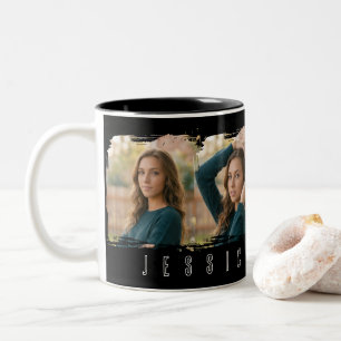 Young Girl Collaged Typography Two-Tone Coffee Mug